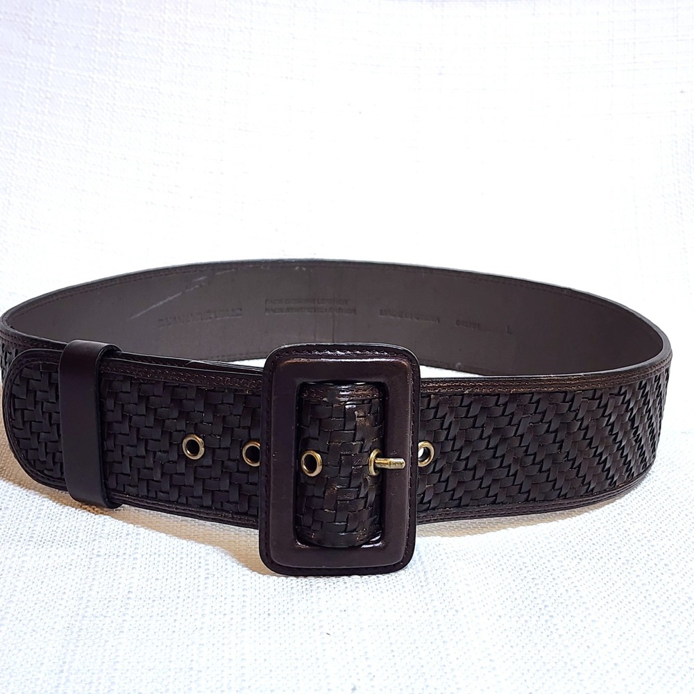 Banana Republic Wide Brown Woven Leather Belt